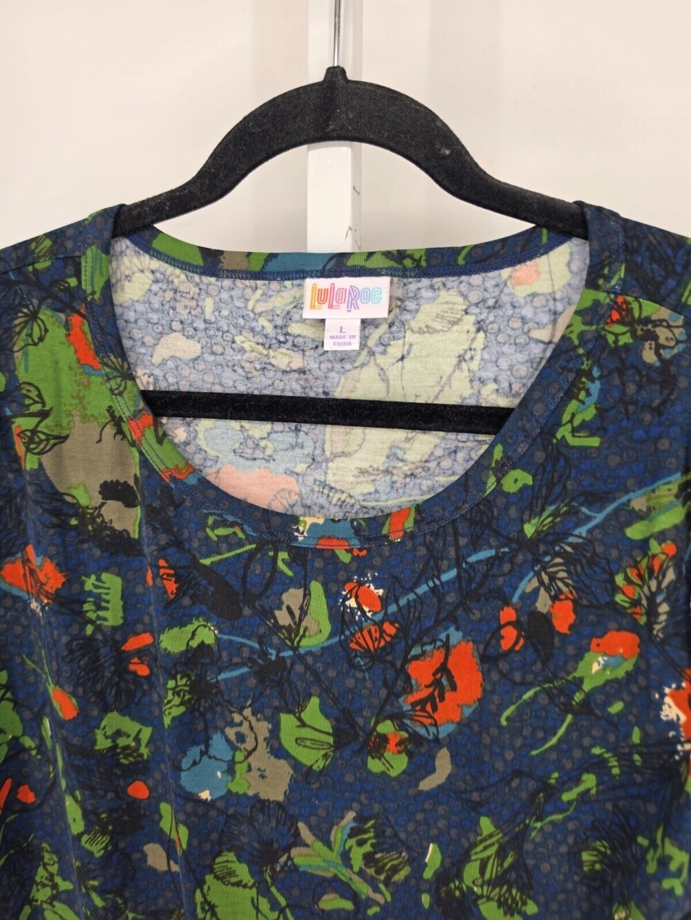 Lularoe Womens Sz L Julia Dress 1/2 Sleeve Blue Red Floral NEW - Picture 2 of 4